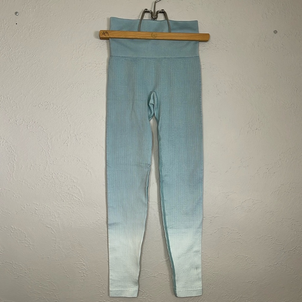 NWT XS Victoria's Secret Blue Ombre High Waist Full Length Seamless Tights